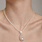 Gembea Jewelry Baroque with Diamond Pearl Necklace