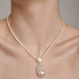 Gembea Jewelry Baroque with Diamond Pearl Necklace