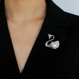 Diamond Swan Baroque Pearl Brooch gembea jewelry