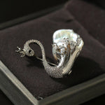 Diamond Swan Baroque Pearl Brooch gembea jewelry