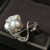 Diamond Swan Baroque Pearl Brooch gembea jewelry