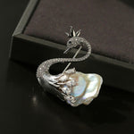 Diamond Swan Baroque Pearl Brooch gembea jewelry