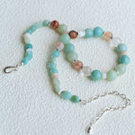 Dopamine Blue Amazonite Beaded Wave Necklace gembea jewelry