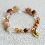 Dopamine Golden Brown Elastic Beaded Wave Bracelet
