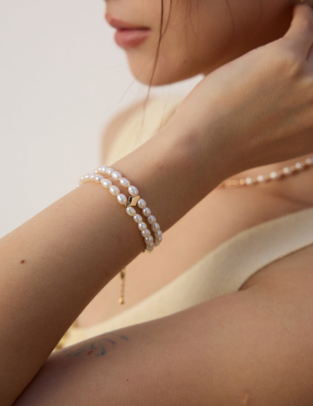 Double-layer Natural Pearl Beaded Bracelet-Gembea Jewelry