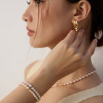 Double-layer Natural Pearl Beaded Bracelet-Gembea Jewelry