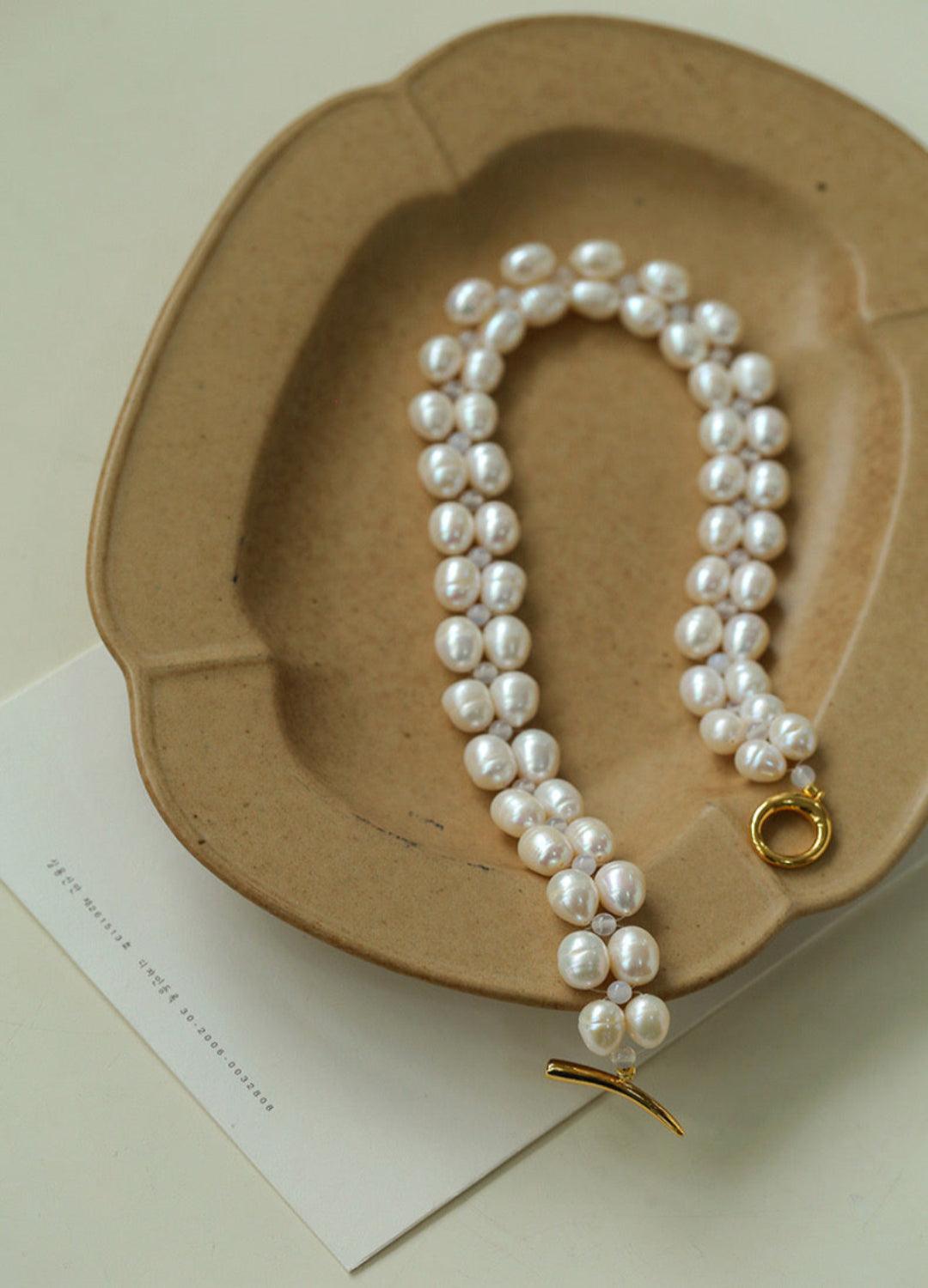 Double Baroque Pearl Collarbone Choker Necklaces - Gembea Jewelry