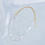 Double Chain Small Circle Baroque Pearl Necklace - Gembea Jewelry