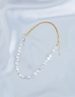 Double Chain Small Circle Baroque Pearl Necklace - Gembea Jewelry