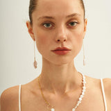 Double Chain Small Circle Baroque Pearl Necklace - Gembea Jewelry