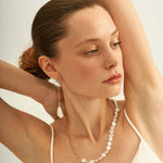 Double Chain Small Circle Baroque Pearl Necklace - Gembea Jewelry