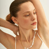Double Chain Small Circle Baroque Pearl Necklace - Gembea Jewelry
