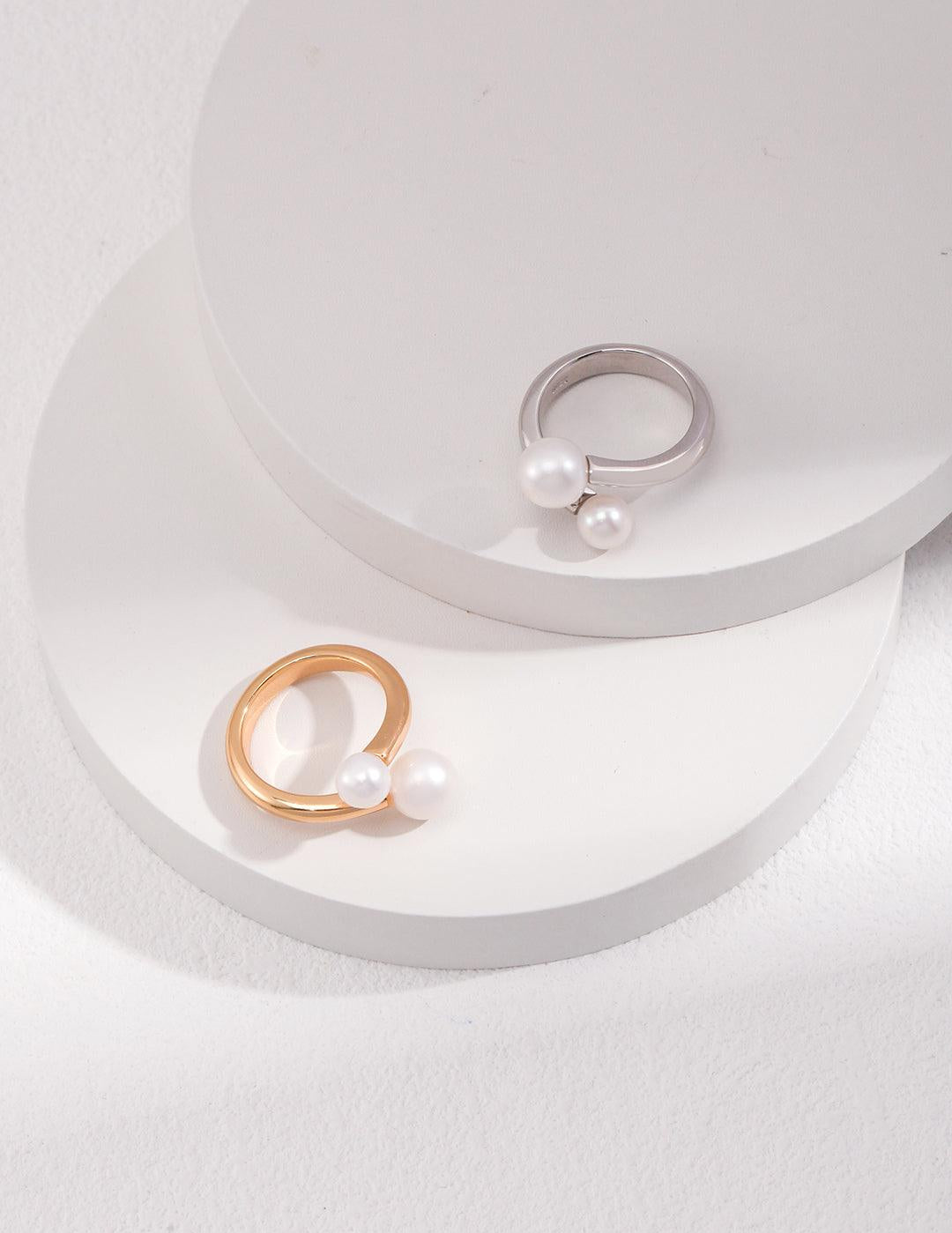 Double Freshwater Pearl Open Rings - Gembea Jewelry