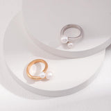 Double Freshwater Pearl Open Rings - Gembea Jewelry