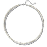 Double Layers Real Pearl Silver Chain Necklace gembea jewely