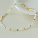 Handmade Drop White Mother of Pearl Necklace - Gembea Jewelry