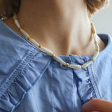 Handmade Drop White Mother of Pearl Necklace - Gembea Jewelry