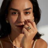 Drop Glazed Zircon Gemstone Open Rings - Gembea Jewelry