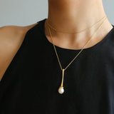 Drop Pearl Long Chain Necklace - Gembea Jewelry