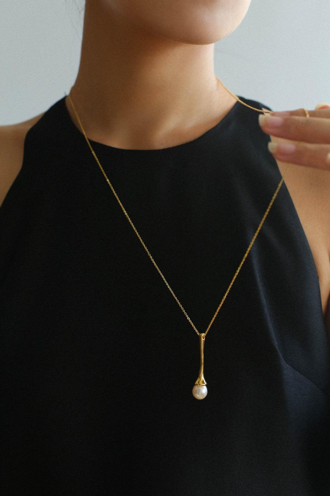 Drop Pearl Long Chain Necklace - Gembea Jewelry