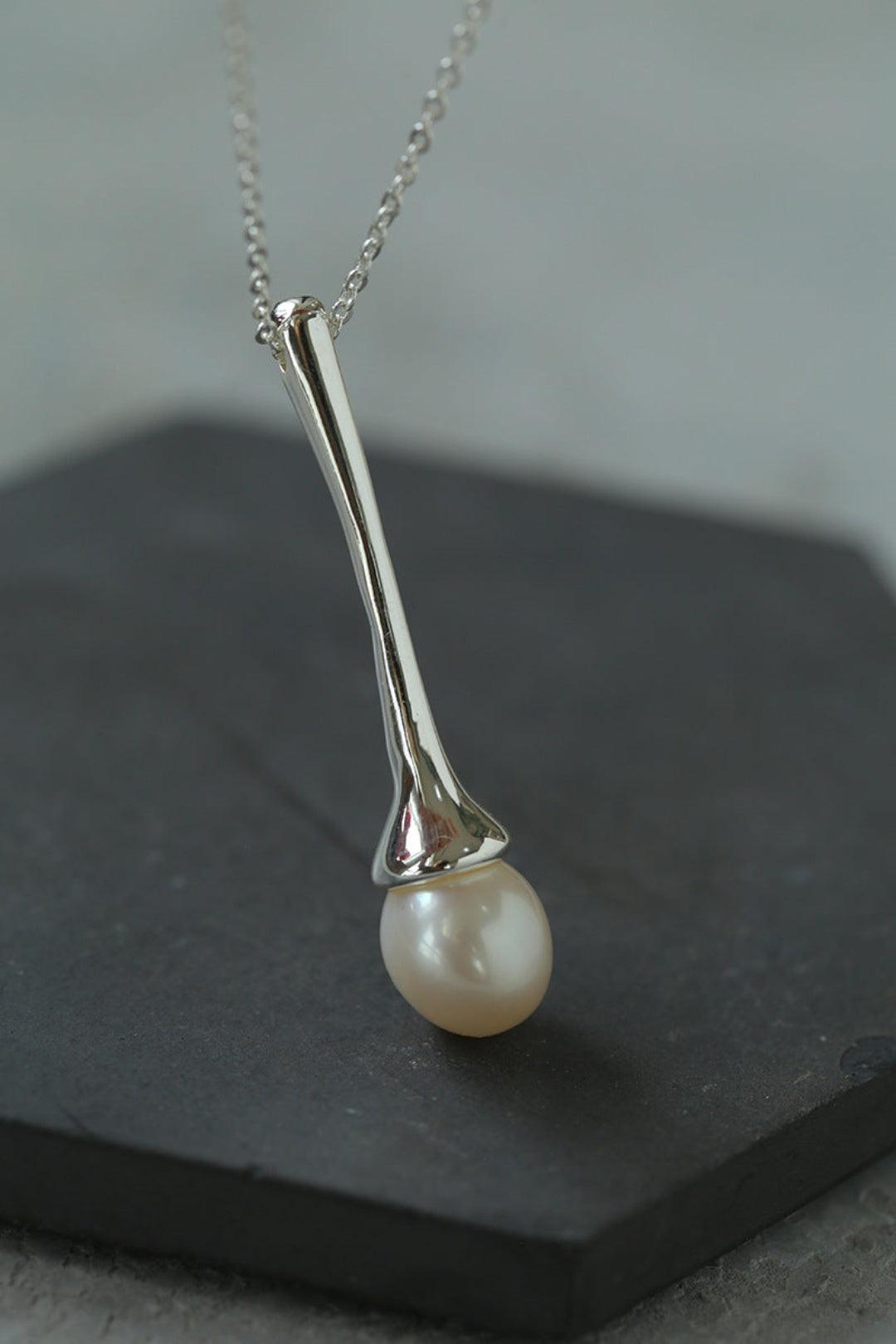 Drop Pearl Long Chain Necklace - Gembea Jewelry