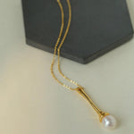 Drop Pearl Long Chain Necklace - Gembea Jewelry