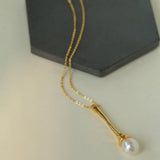 Drop Pearl Long Chain Necklace - Gembea Jewelry