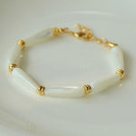 Handmade Drop White Mother of Pearl Bracelet - Gembea Jewelry