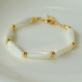 Handmade Drop White Mother of Pearl Bracelet - Gembea Jewelry