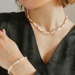 Handmade Drop White Mother of Pearl Bracelet - Gembea Jewelry