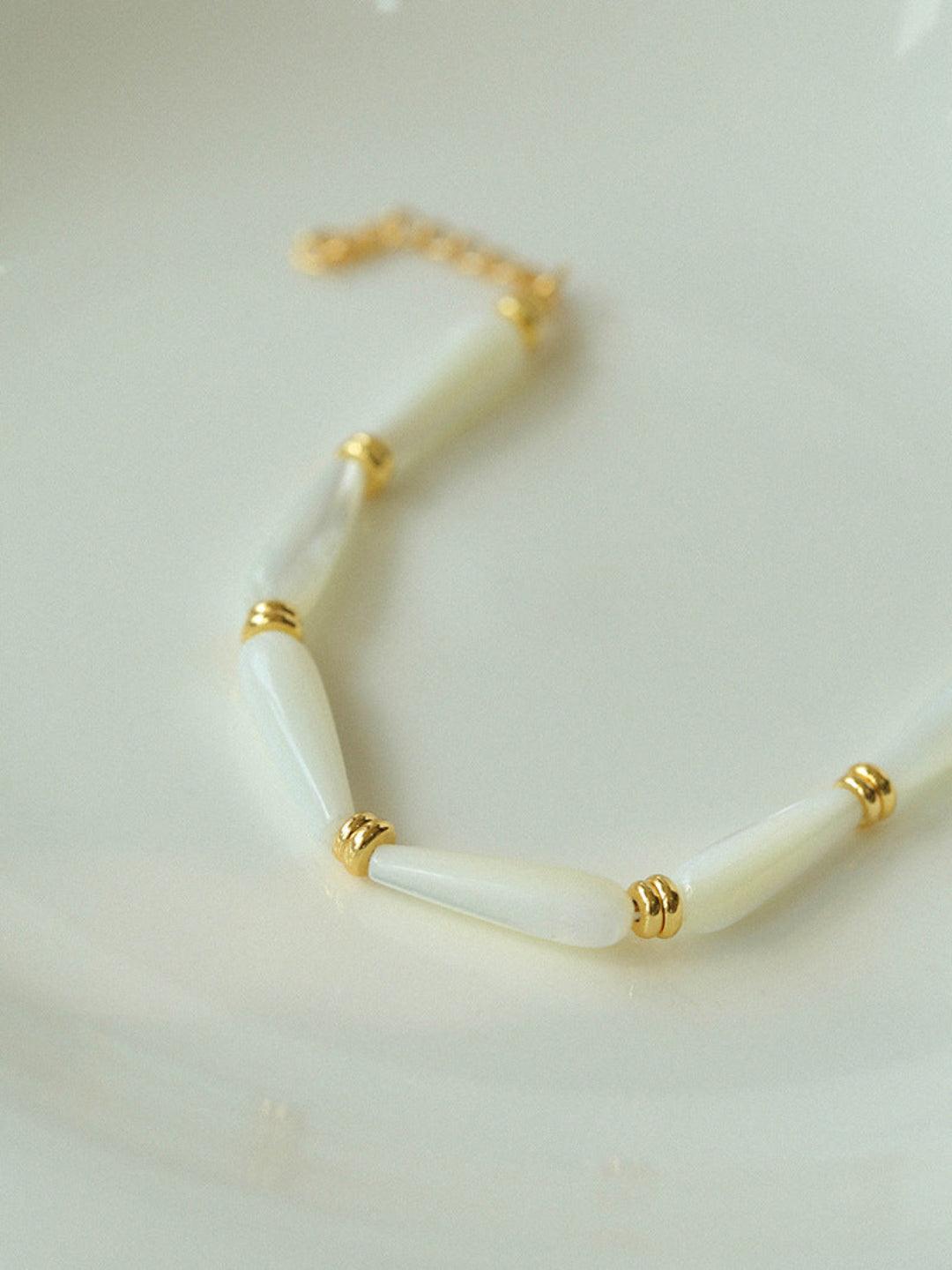 Handmade Drop White Mother of Pearl Bracelet - Gembea Jewelry