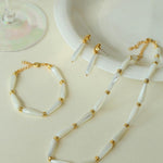 Handmade Drop White Mother of Pearl Bracelet - Gembea Jewelry