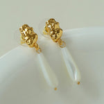 Handmade Drop White Mother of Pearl Earrings - Gembea Jewelry