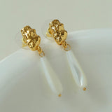 Handmade Drop White Mother of Pearl Earrings - Gembea Jewelry