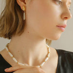 Handmade Drop White Mother of Pearl Earrings - Gembea Jewelry