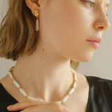 Handmade Drop White Mother of Pearl Earrings - Gembea Jewelry