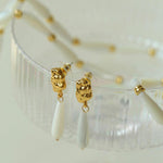 Handmade Drop White Mother of Pearl Earrings - Gembea Jewelry