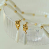 Handmade Drop White Mother of Pearl Earrings - Gembea Jewelry