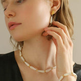 Handmade Drop White Mother of Pearl Earrings - Gembea Jewelry