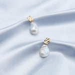 18K Gold Baroque Pendant Pearl Earrings - Gembea Jewelry