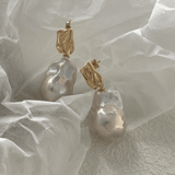 18K Gold Baroque Pendant Pearl Earrings - Gembea Jewelry