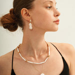 18K Gold Baroque Pendant Pearl Earrings - Gembea Jewelry