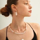 18K Gold Baroque Pendant Pearl Earrings - Gembea Jewelry