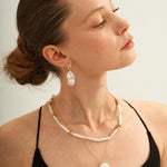 18K Gold Baroque Pendant Pearl Earrings - Gembea Jewelry