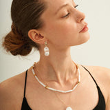 18K Gold Baroque Pendant Pearl Earrings - Gembea Jewelry