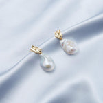 18K Gold Baroque Pendant Pearl Earrings - Gembea Jewelry