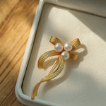 Elegant Bow Freshwater Pearl Brooch gembea jewelry
