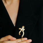 Elegant Bow Freshwater Pearl Brooch gembea jewelry
