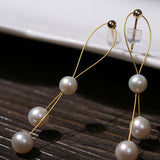 Elegant Gold Wire Pearl Earrings Gembea jewelry