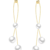 Elegant Gold Wire Pearl Earrings gembea jewelry